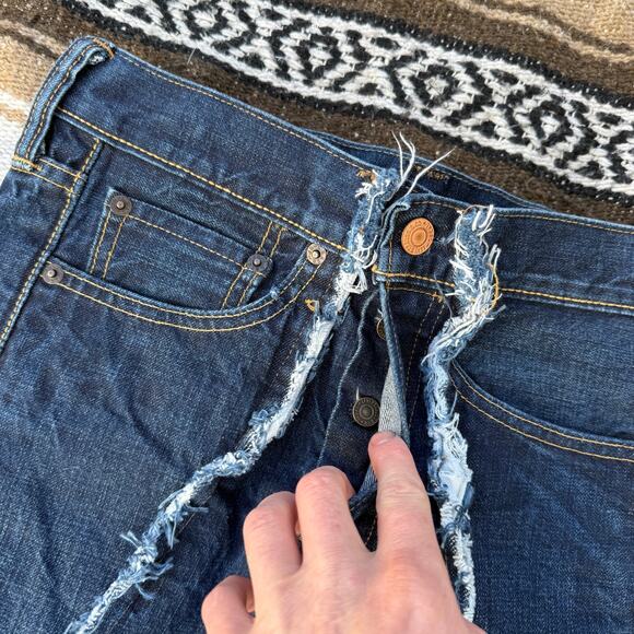 Women's Levi's Dark Blue Denim Custom Made Stitched Layered Jeans Sz 26 x 23.5 - Picture 4 of 9